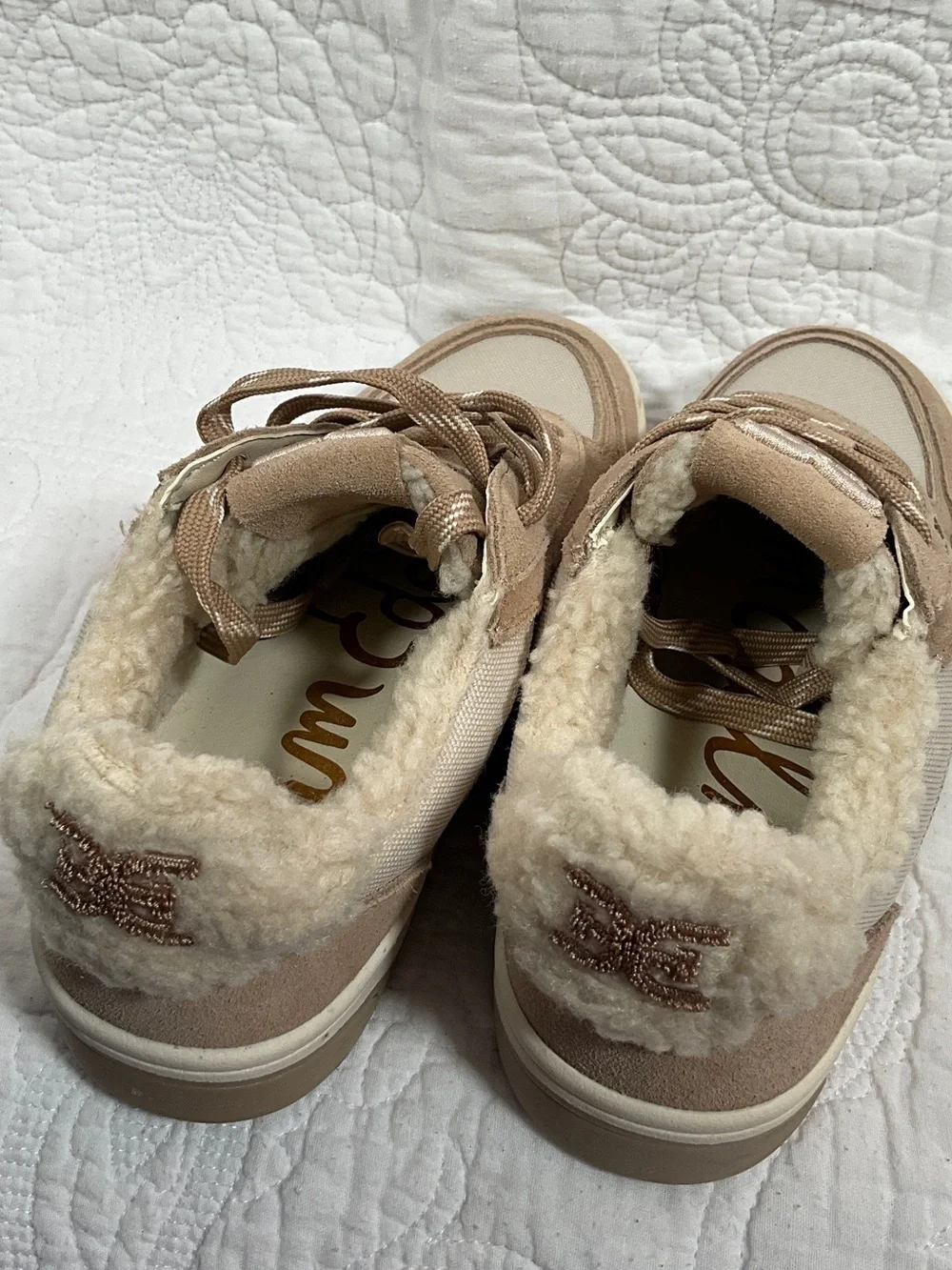 Sam Edelman Men's Tan & Cream Suede-Trim Sneakers with Sherpa Collar